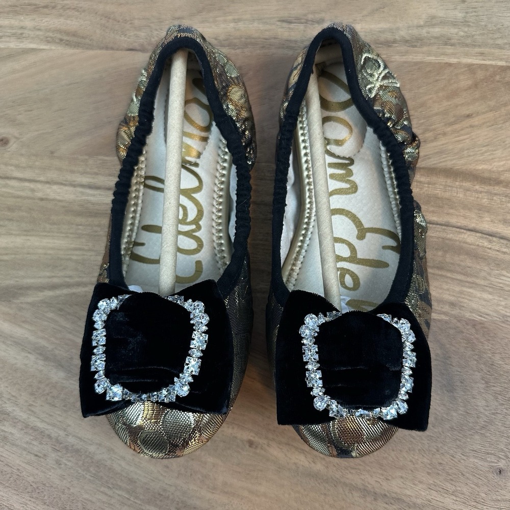 New Big Kids Sam Edelman Farah Bronze Metallic Ballet Flats Shoes Size 2 Y